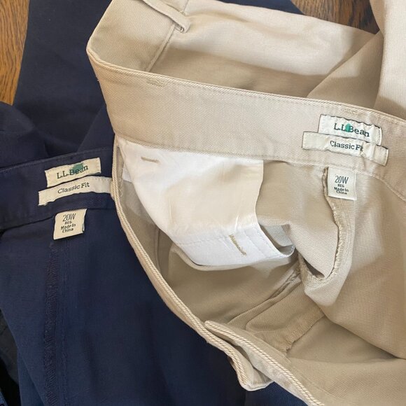 (2) L.L. Bean Classic Fit chino pants 20W Reg khaki and Navy womens NEW 2 PAIR - Picture 6 of 9